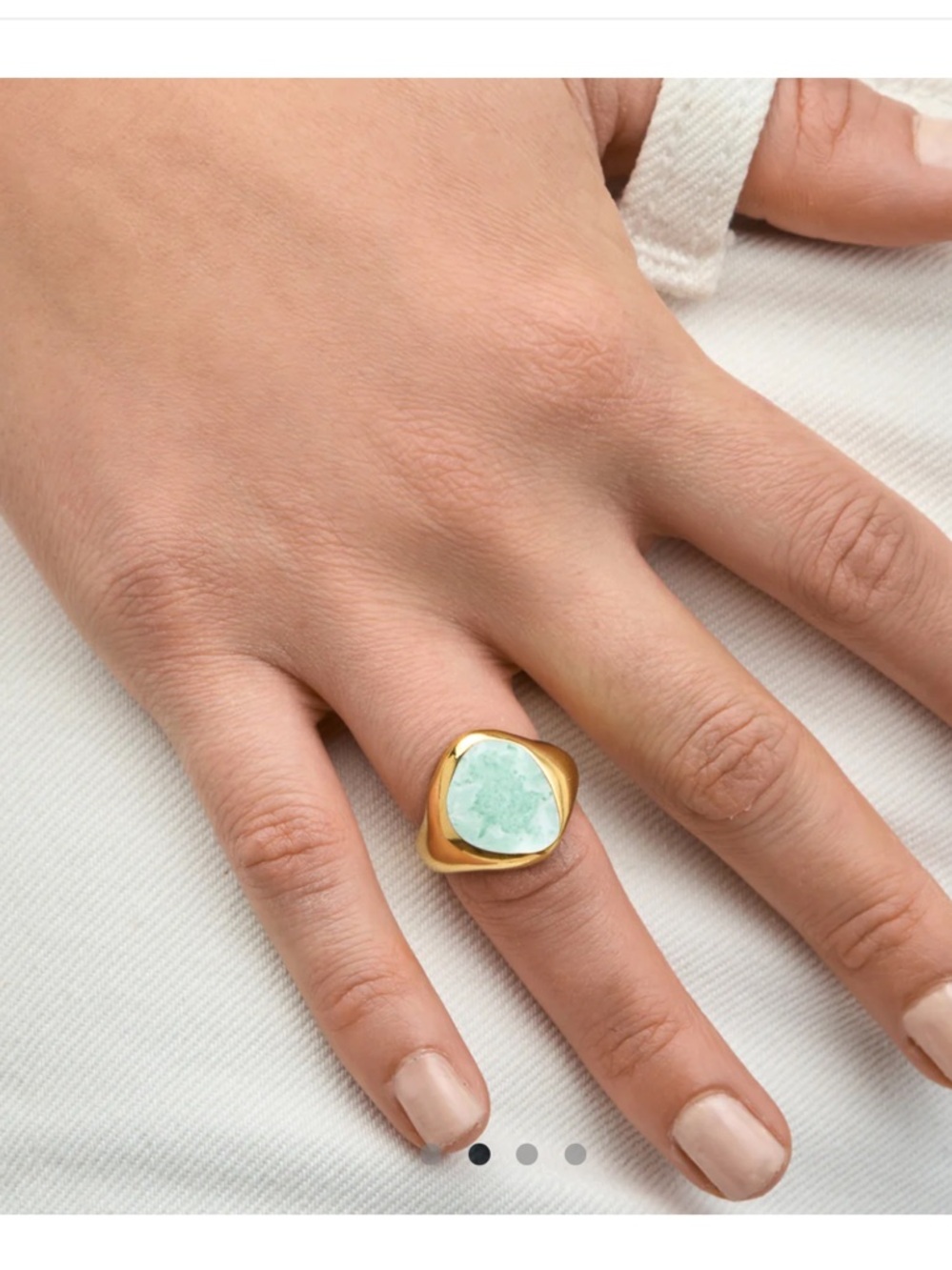 Mayamar Gold-Plated Statement Ring with Green Stone Size 6